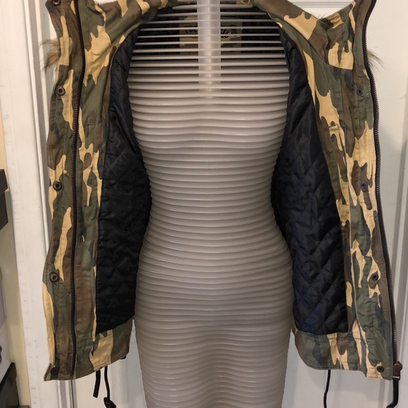 NWT Rockstar & Angels Removable fur hoodie jacket camouflage army - Picture 11 of 16